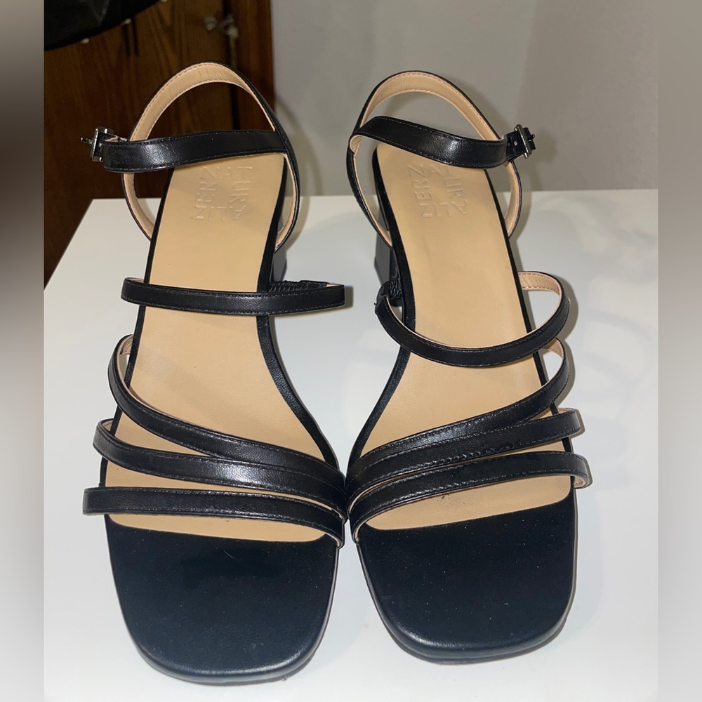 Naturalizer Strappy Black Block Heels